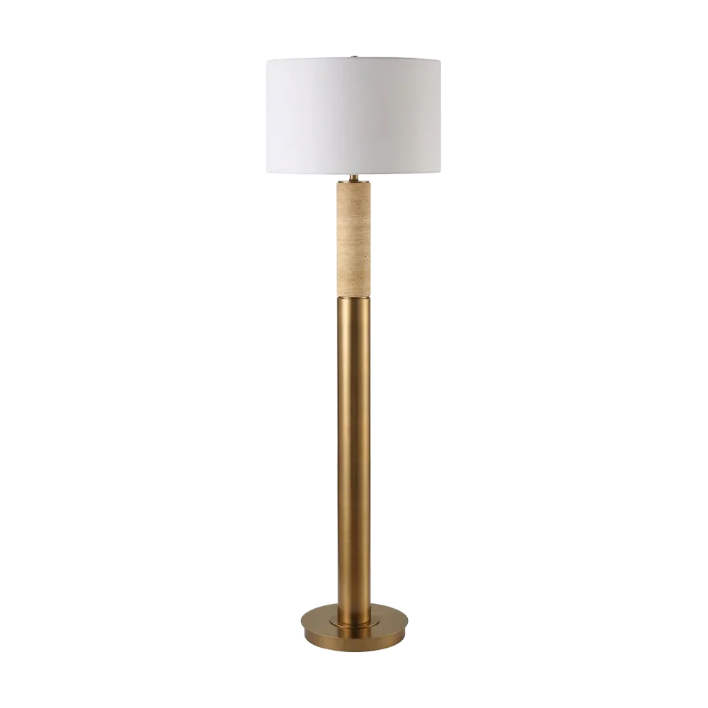Lampadaire Bravertine Or et Travertin