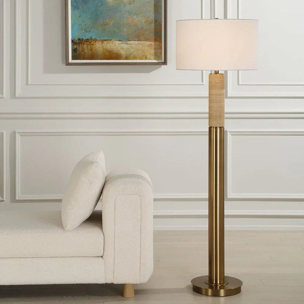 Lampadaire Bravertine Or et Travertin