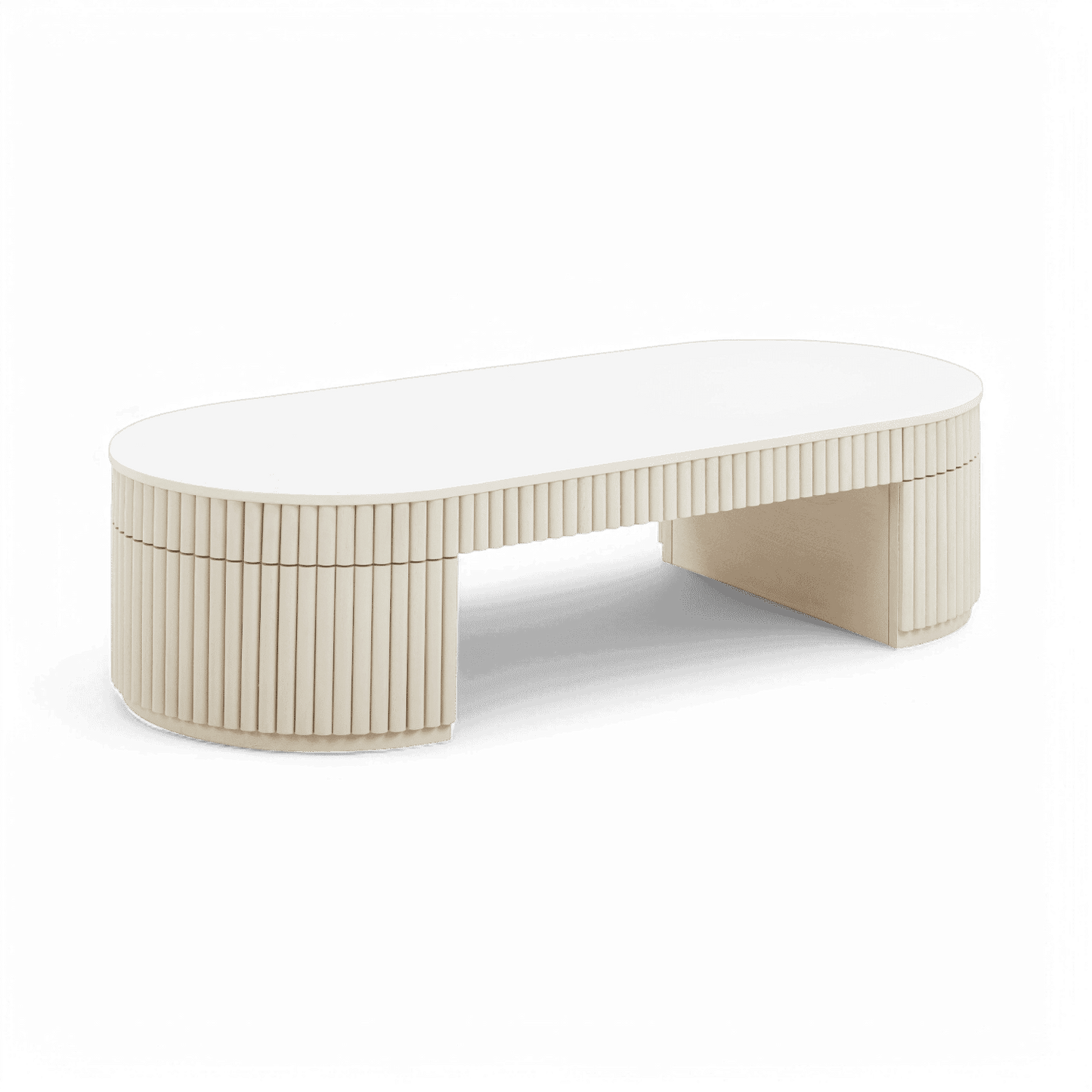 Table basse ovale Loom blanc cassé
