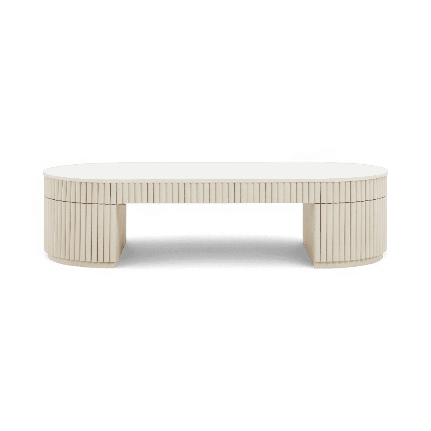 Table basse ovale Loom blanc cassé