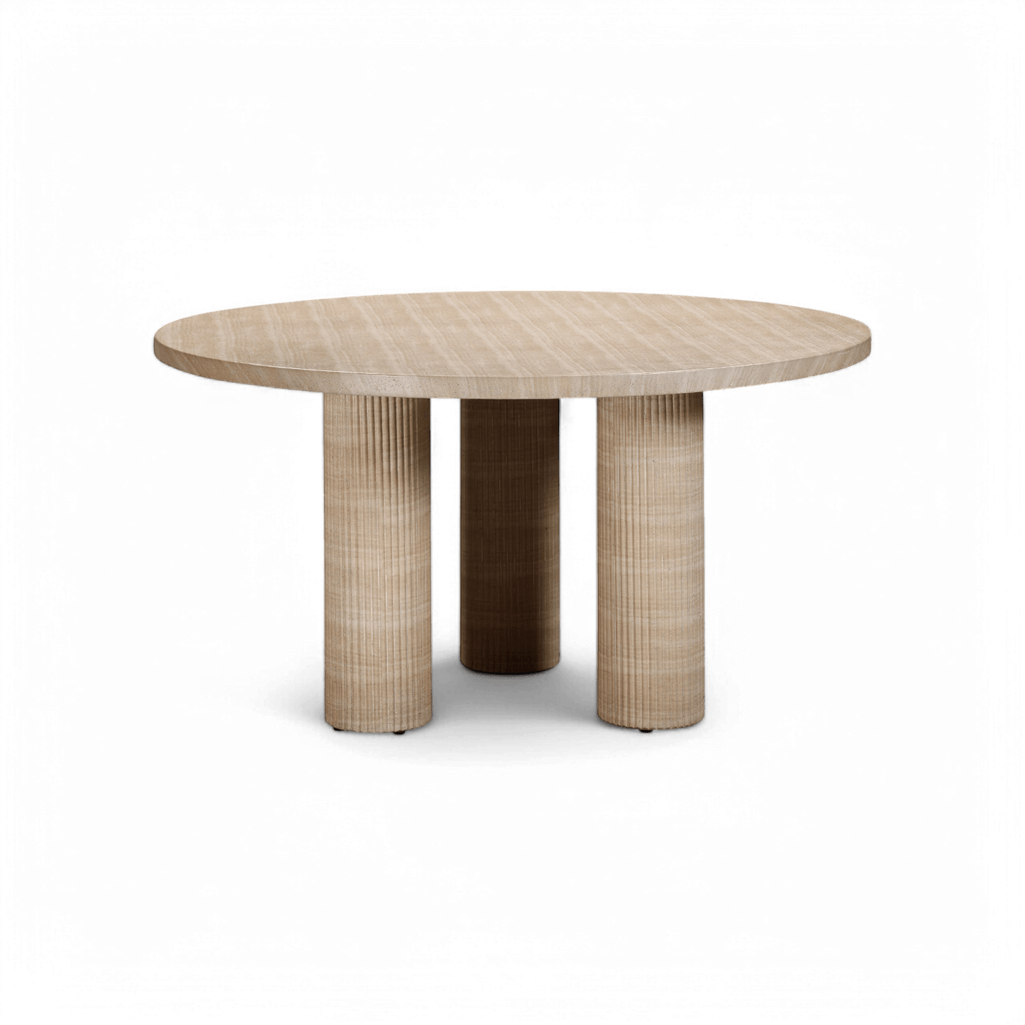 Table à manger ronde d'intérieur/extérieur en travertin Orbit