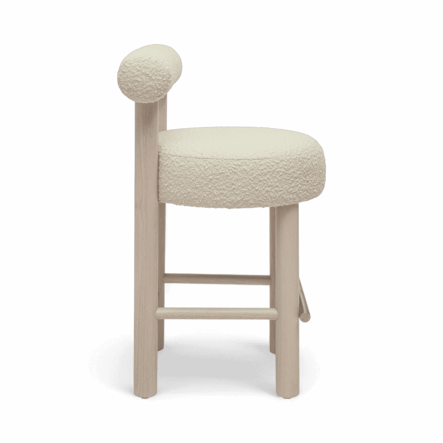 Tabouret de bar Arch en bois massif et boucle blanc cassé