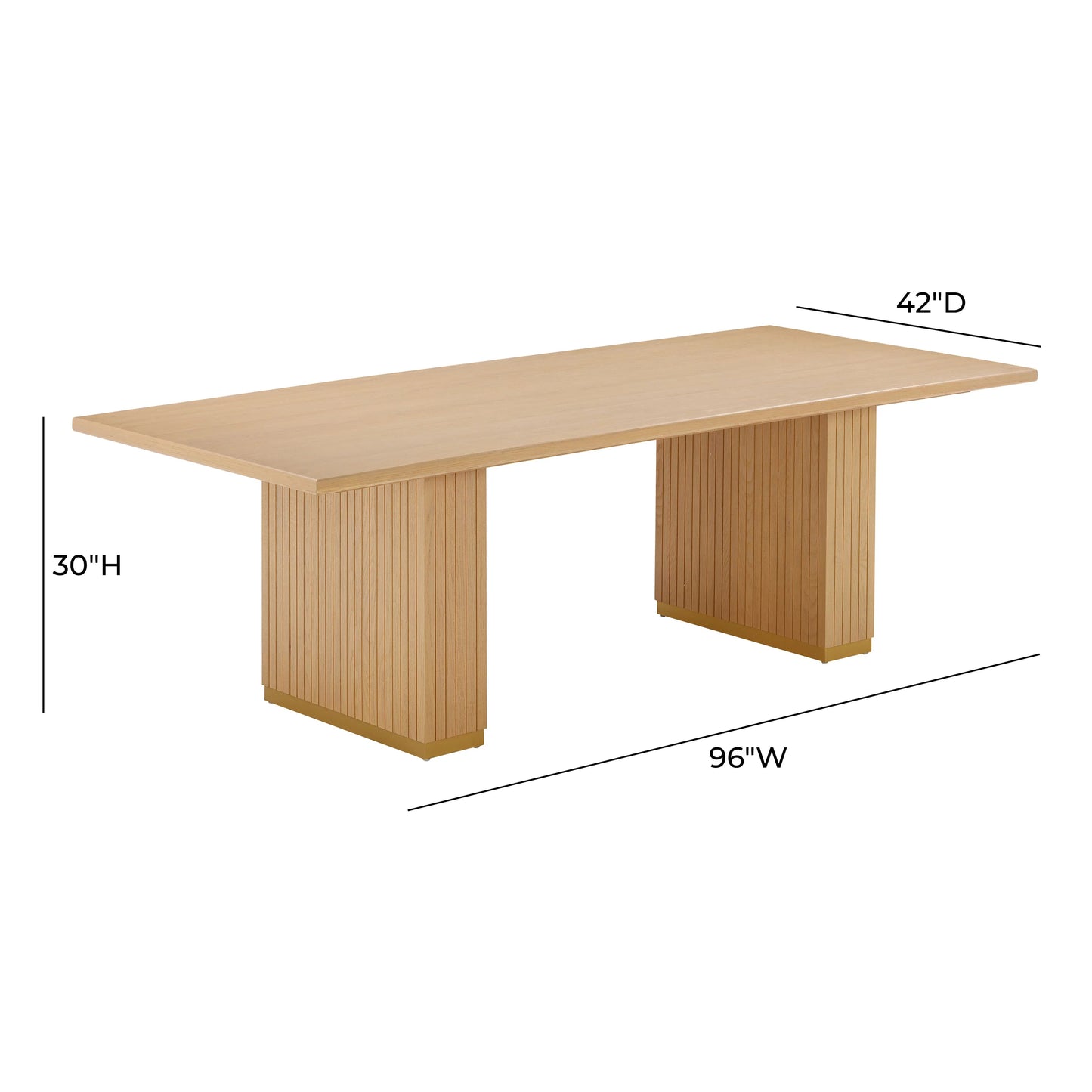 Table à manger rectangulaire en bois de chêne naturel Elara