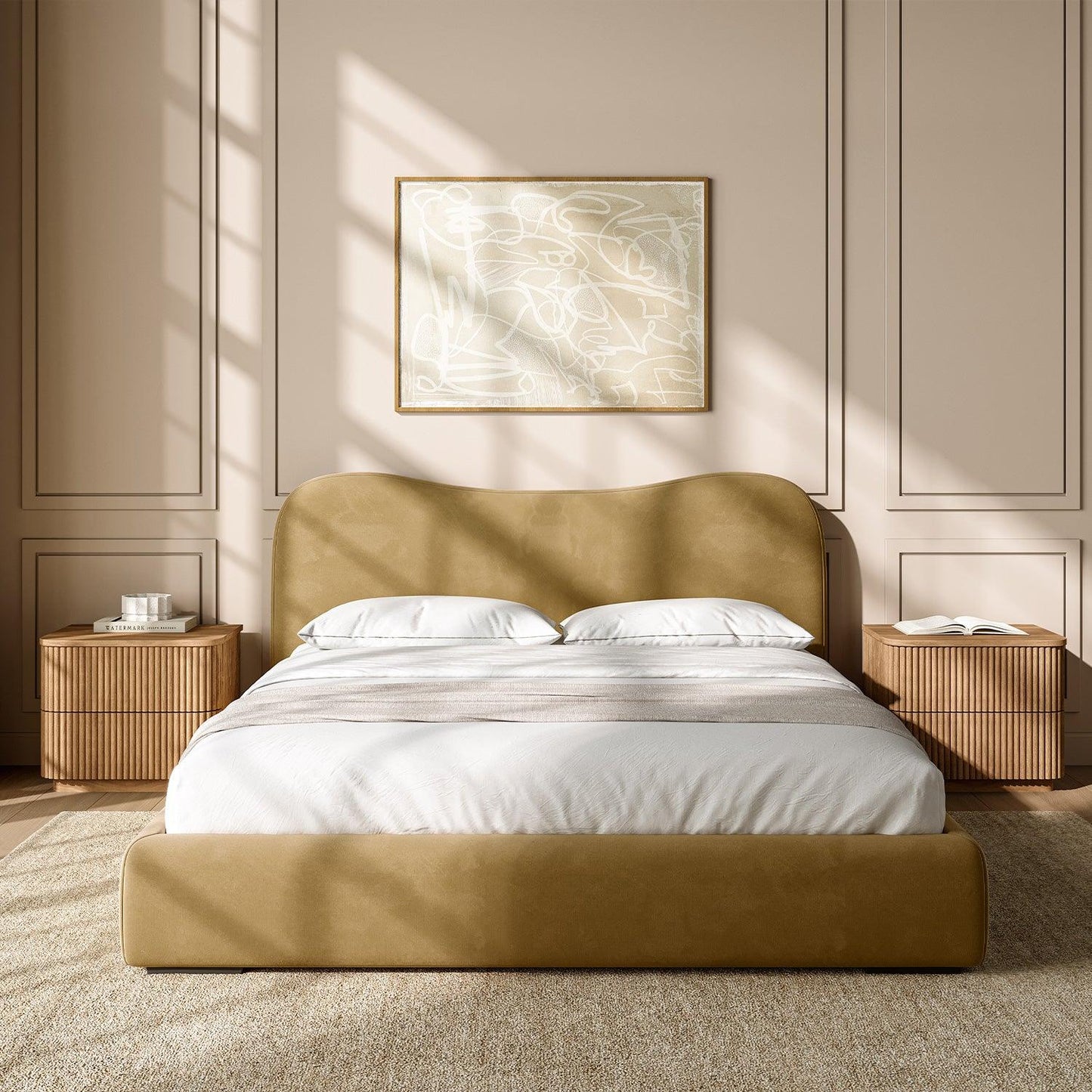 Lit Nido en velours camel