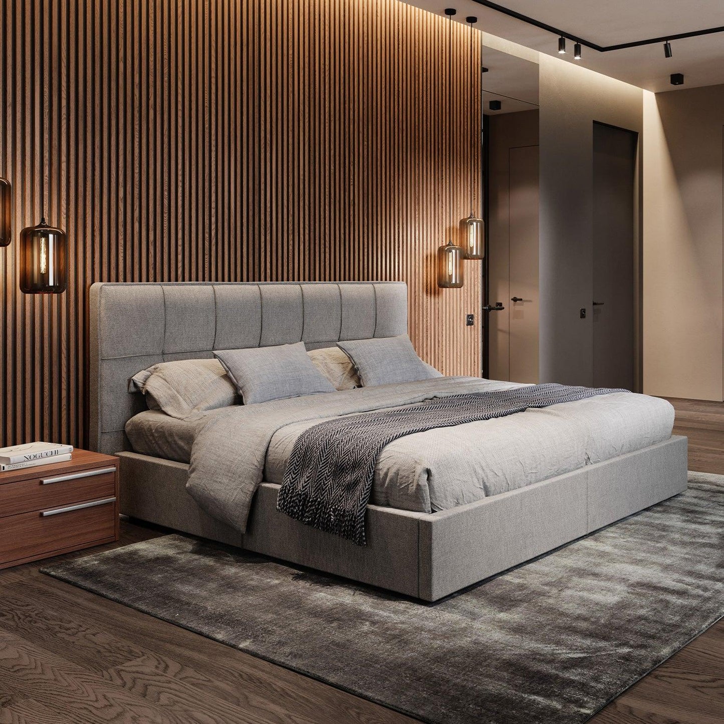 Lit en tissu Oliver gris