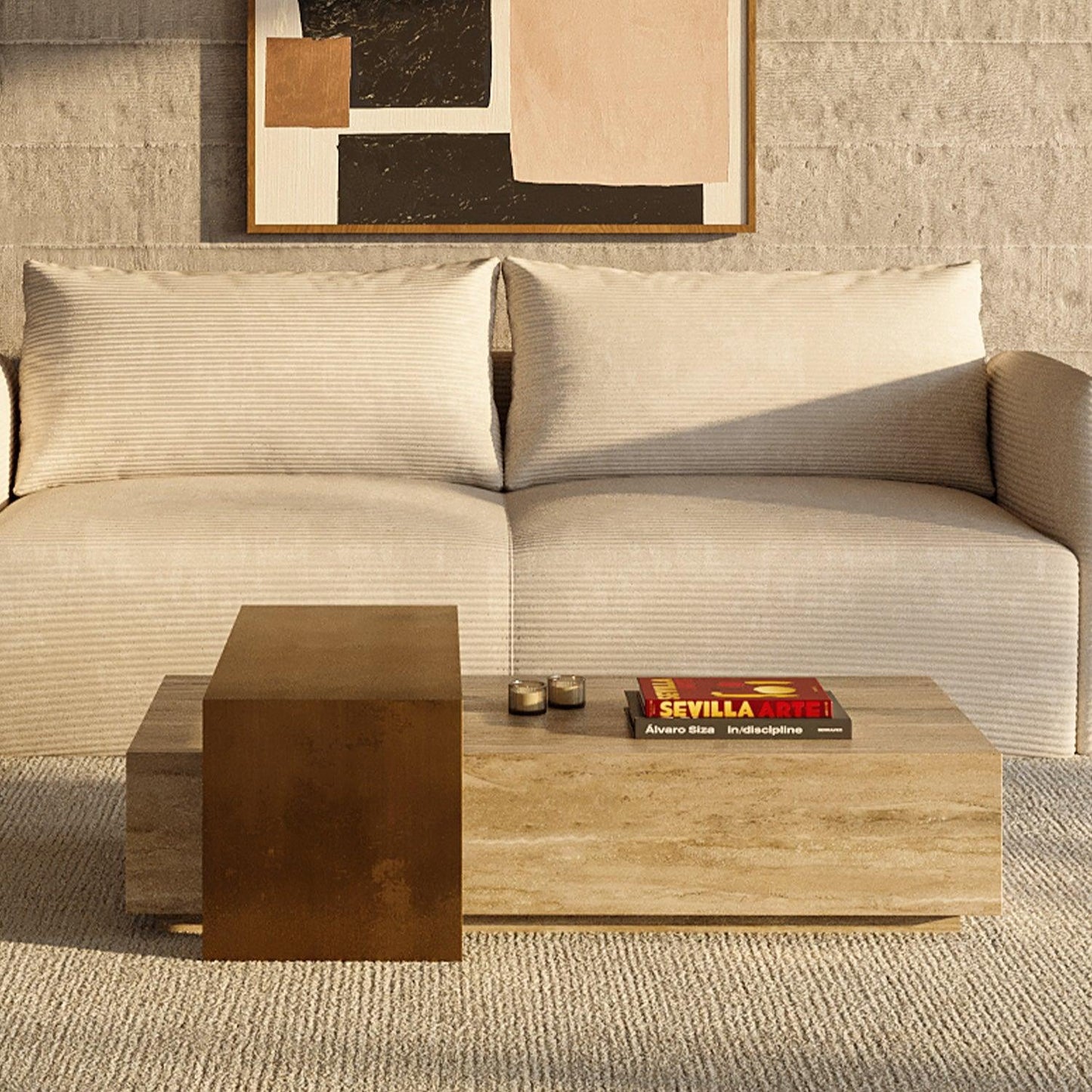 Table basse Roma en travertin