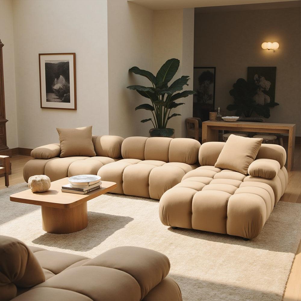Canapé modulable 4 pièces Solace Camel Velvet