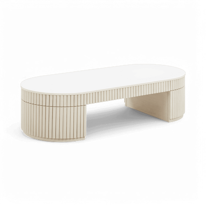 Table basse ovale Loom blanc cassé
