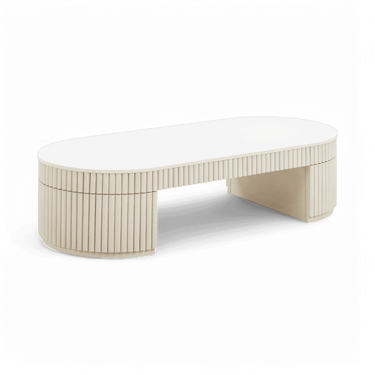 Table basse ovale Loom blanc cassé