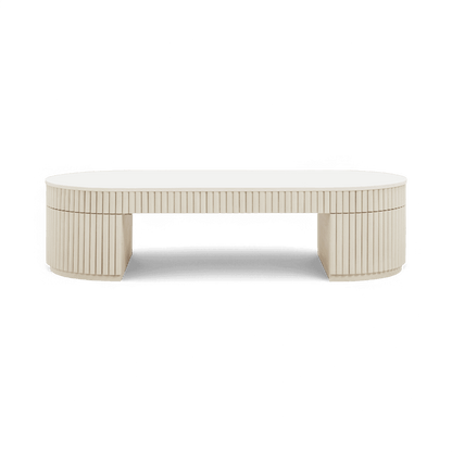 Table basse ovale Loom blanc cassé