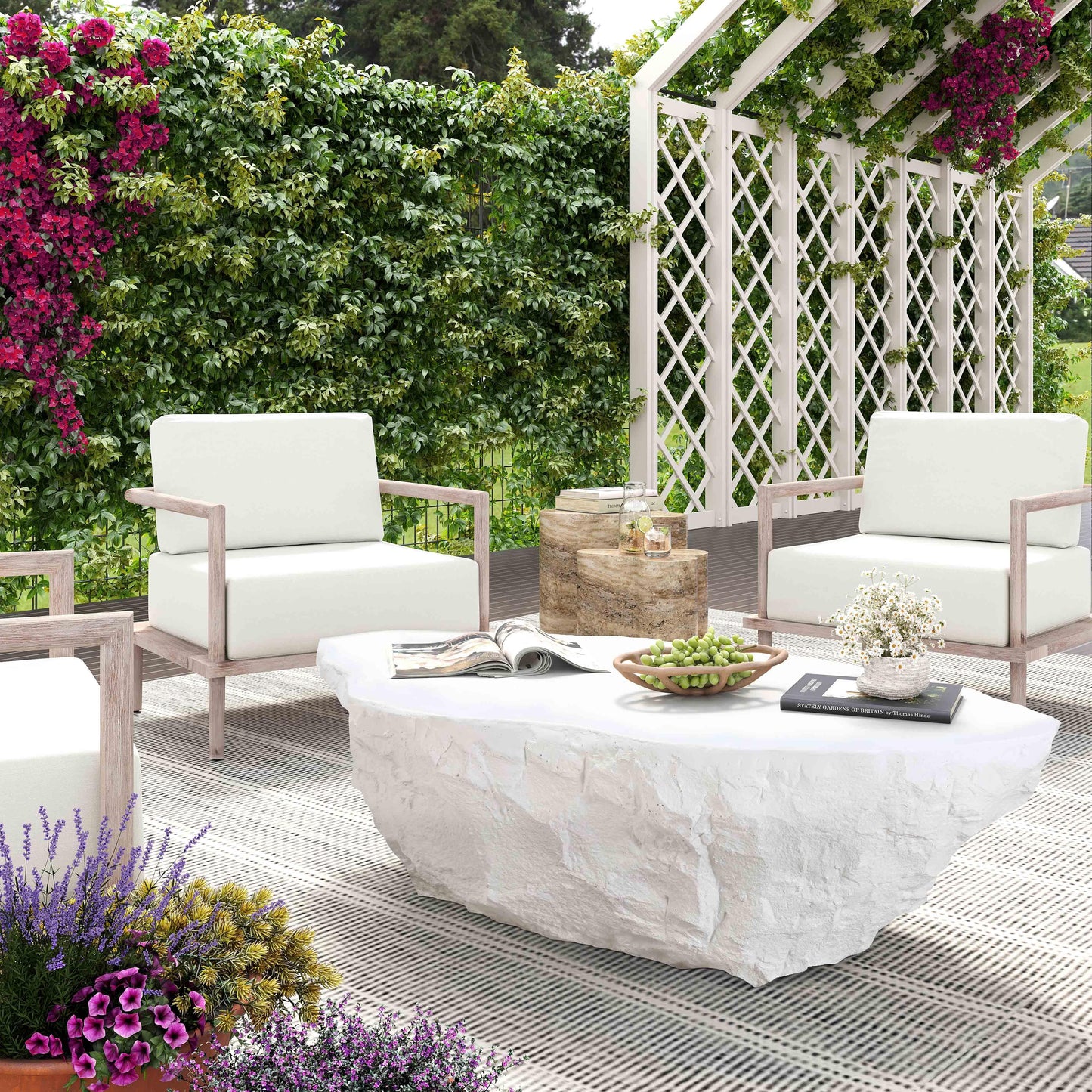 Table basse en microciment blanc luxuriant