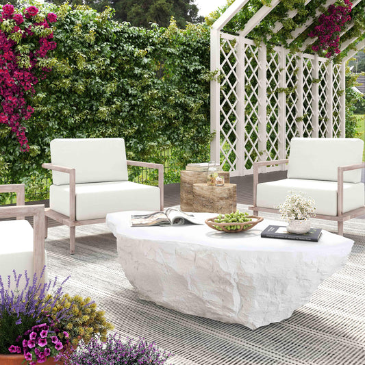 Table basse en microciment blanc luxuriant
