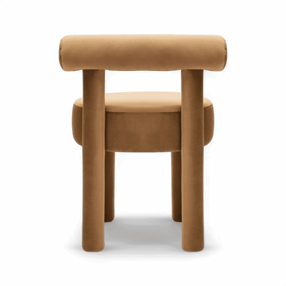 Chaise de salle à manger en velours Camel Arch
