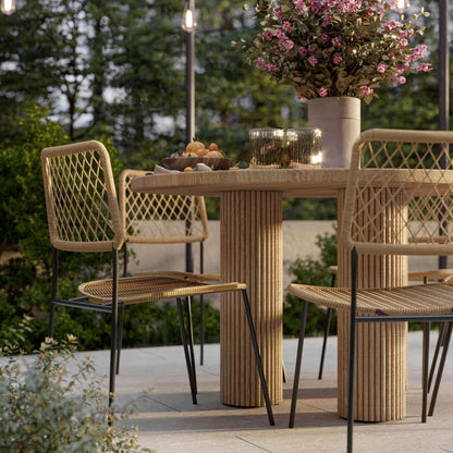 Table à manger ronde d'intérieur/extérieur en travertin Orbit
