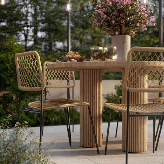 Table à manger ronde d'intérieur/extérieur en travertin Orbit