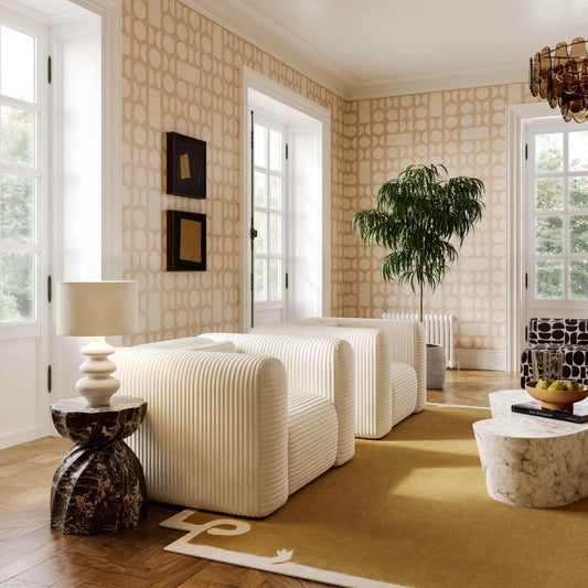 Fauteuil en velours côtelé beige Whisper