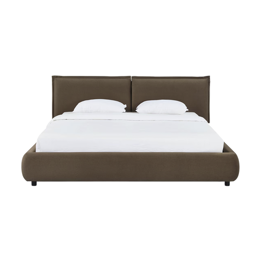 Lit King Size en velours acajou