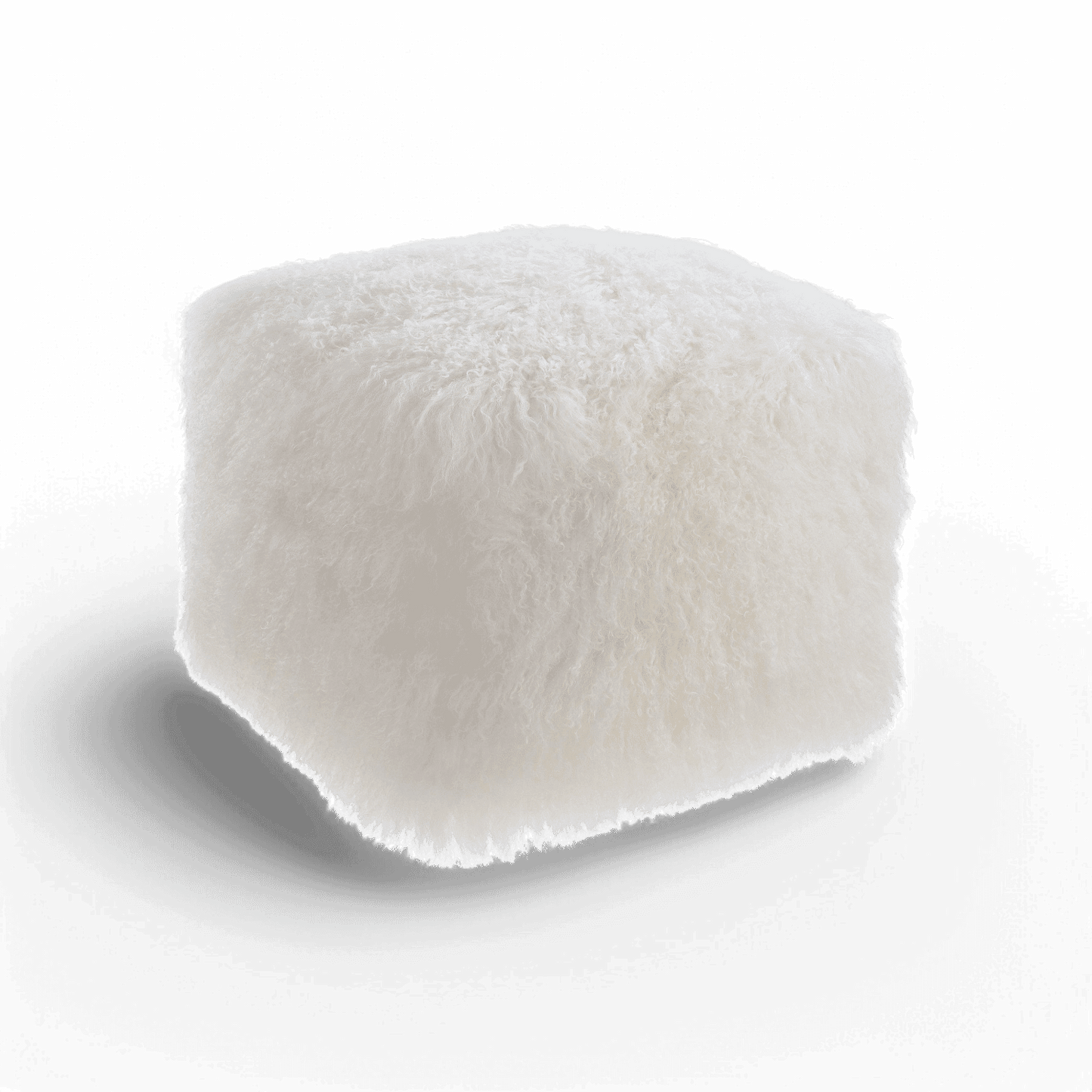 Pouf blanc en mouton royal