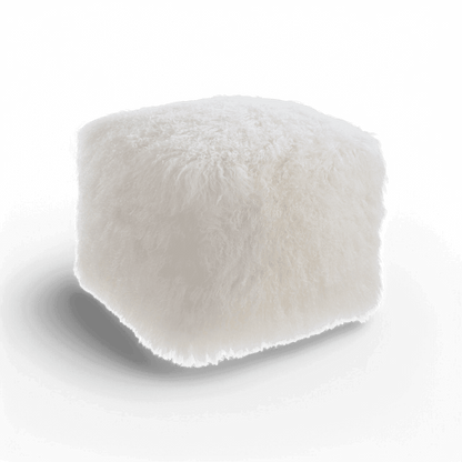Pouf blanc en mouton royal