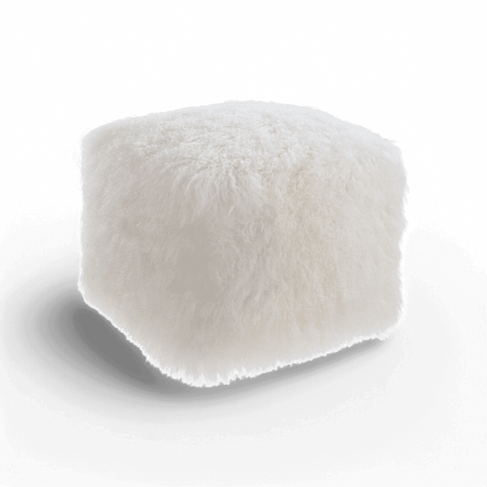 Pouf blanc en mouton royal