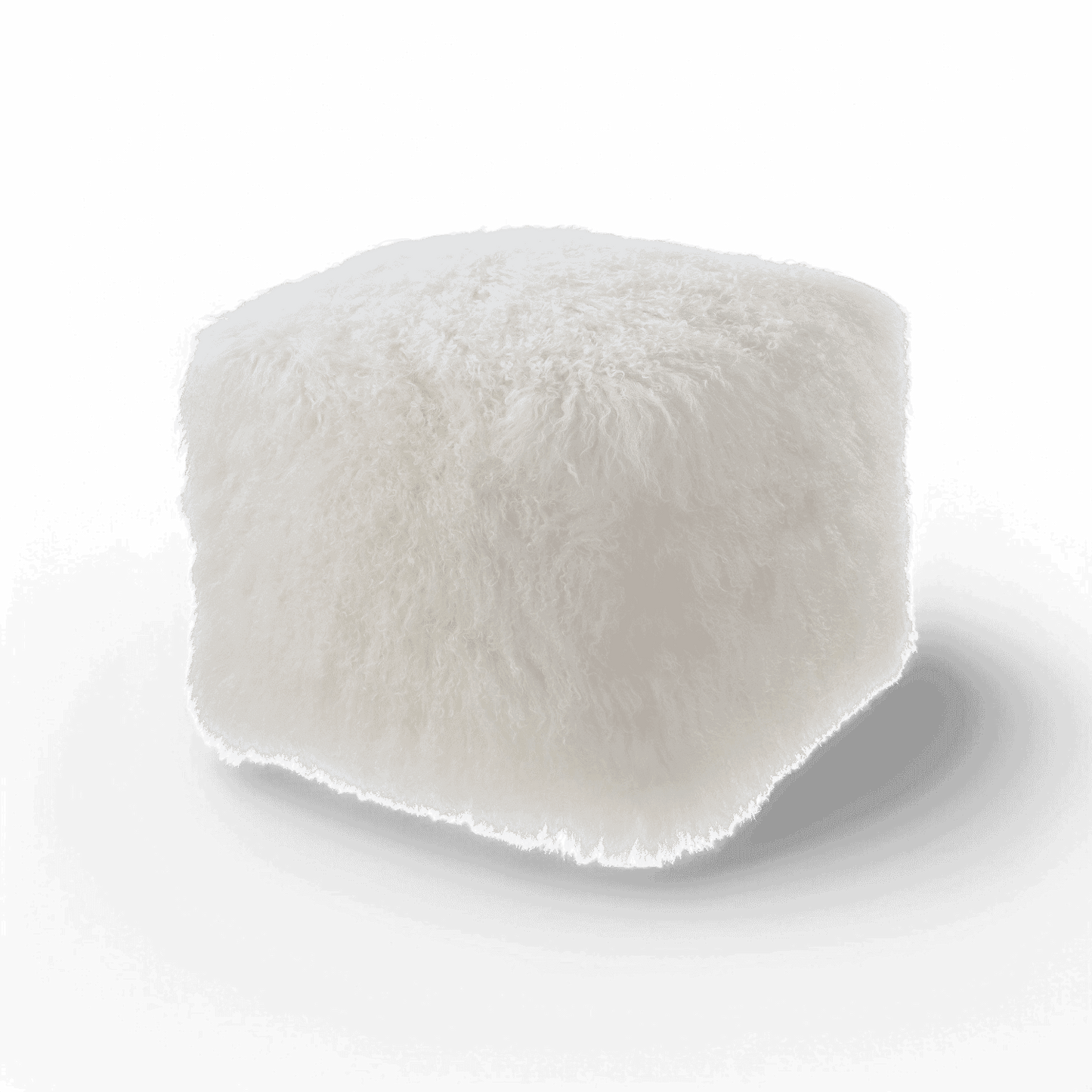 Pouf blanc en mouton royal