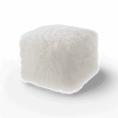 Pouf blanc en mouton royal