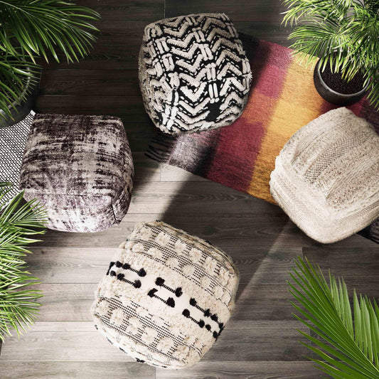 Pouf en coton sauge