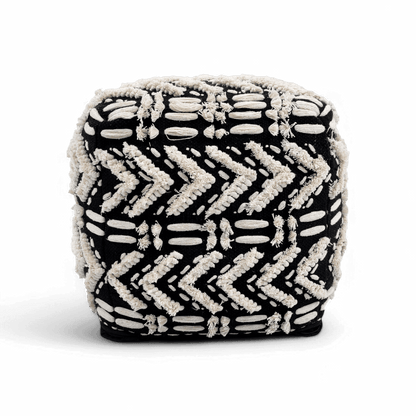 Pouf en coton sauge