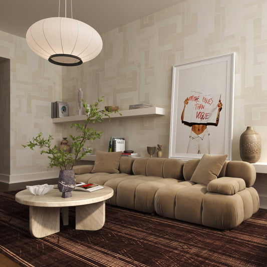 Causeuse modulaire en velours camel Solace