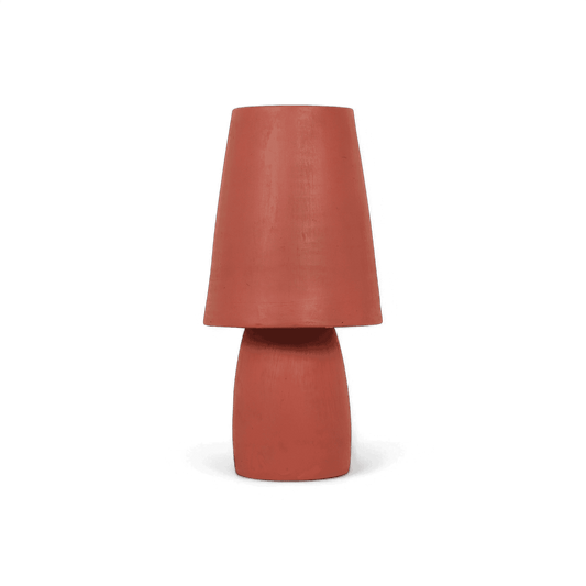 Lampe de table Zen en terre cuite rouge