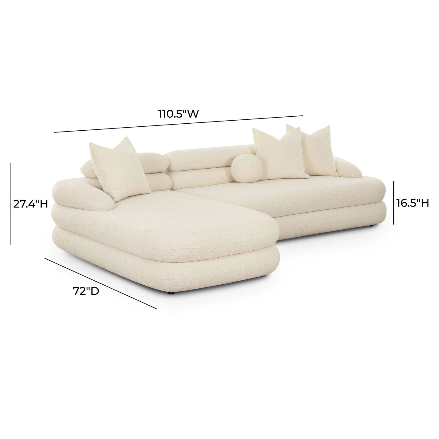 Canapé d'angle modulaire LAF Niko Cream Boucle