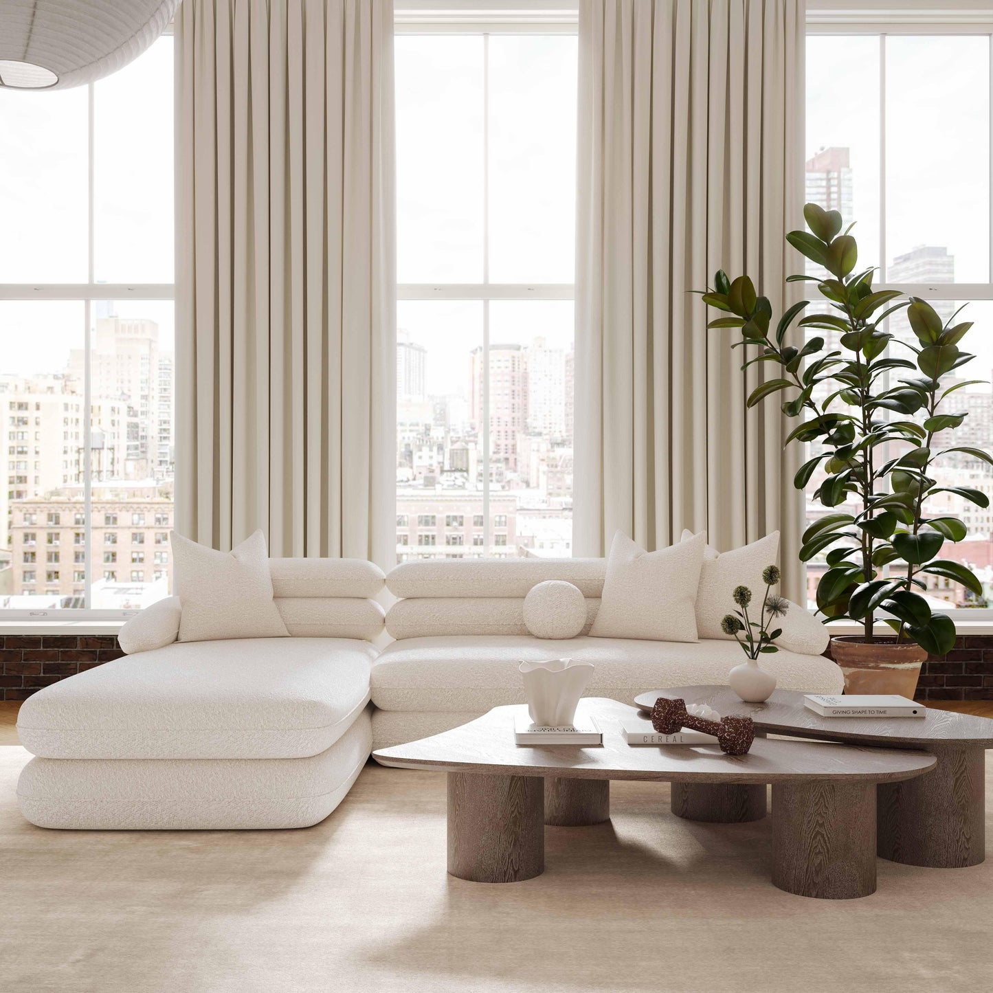 Canapé d'angle modulaire LAF Niko Cream Boucle