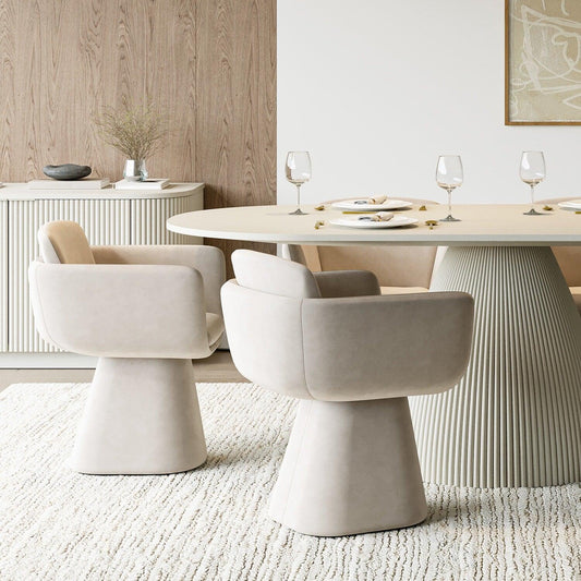 Chaise de salle à manger pivotante Dune beige