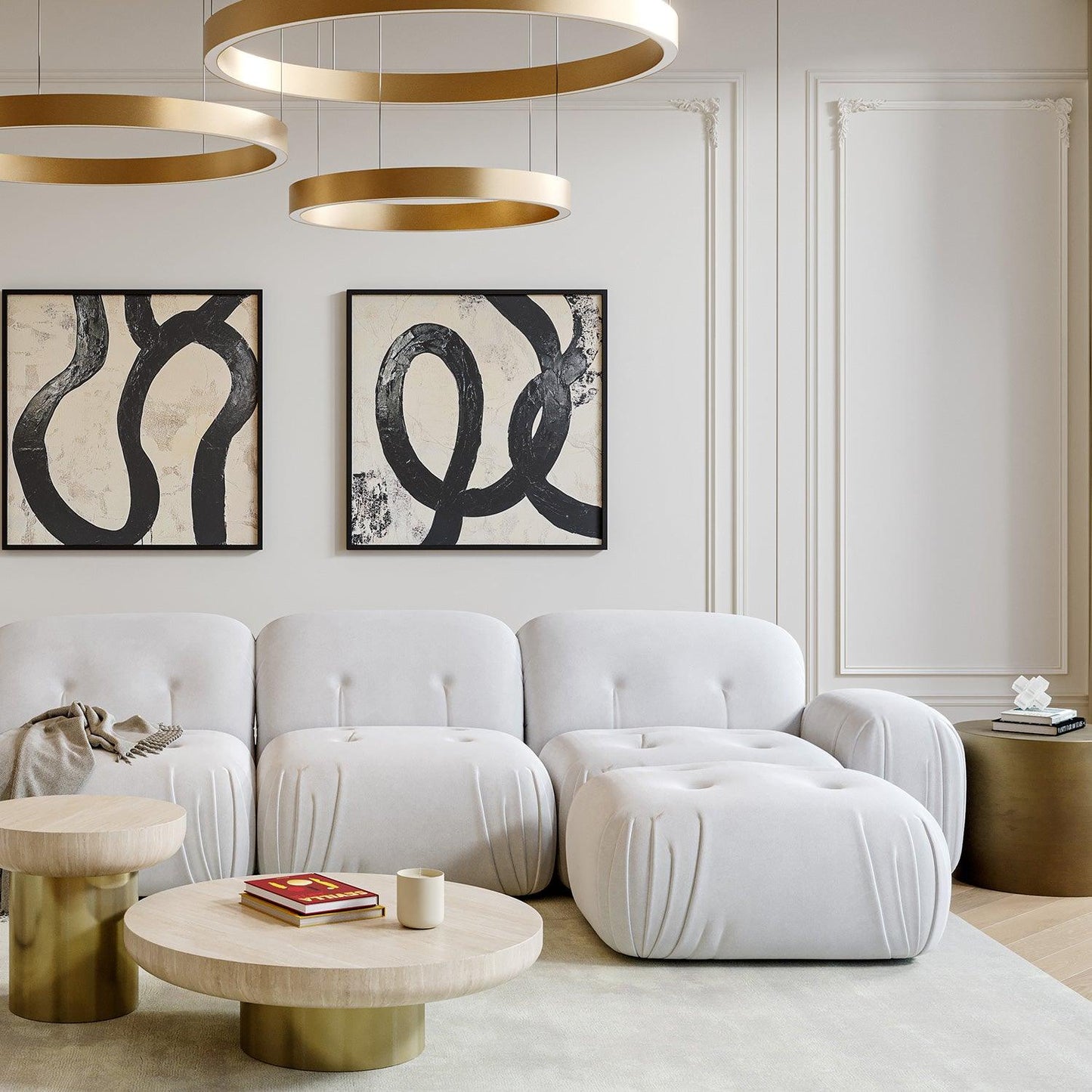 Ottoman Dune en velours blanc cassé