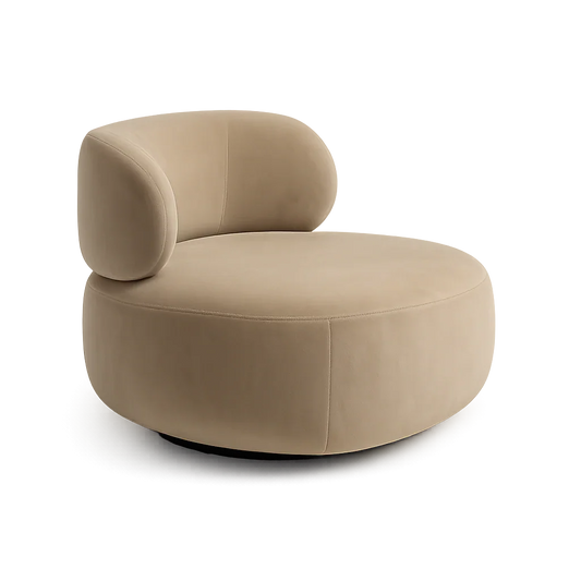 Fauteuil pivotant Lilo en velours beige
