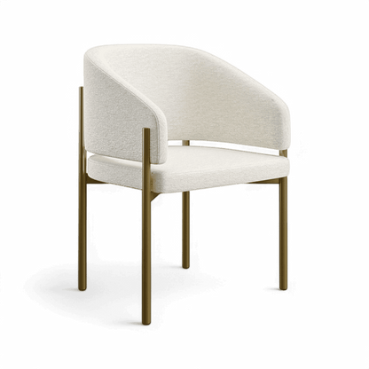Chaise de salle à manger Oxford blanc cassé et cadre en laiton
