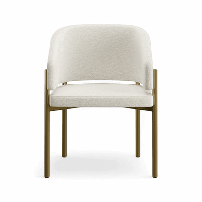 Chaise de salle à manger Oxford blanc cassé et cadre en laiton