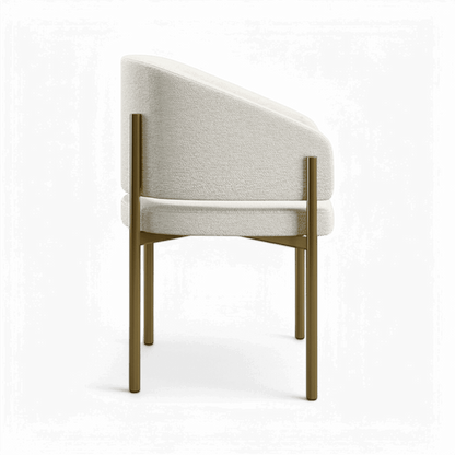 Chaise de salle à manger Oxford blanc cassé et cadre en laiton