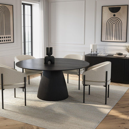 Table à manger ronde Oxford en bois noir