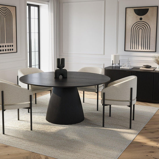 Table à manger ronde Oxford en bois noir