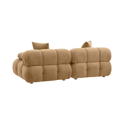 Causeuse modulaire en velours camel Solace