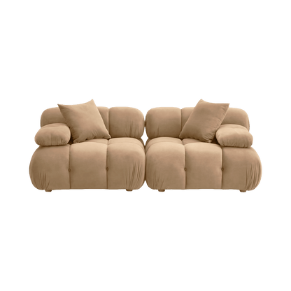 Causeuse modulaire en velours camel Solace