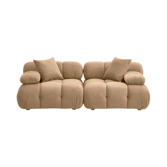 Causeuse modulaire en velours camel Solace